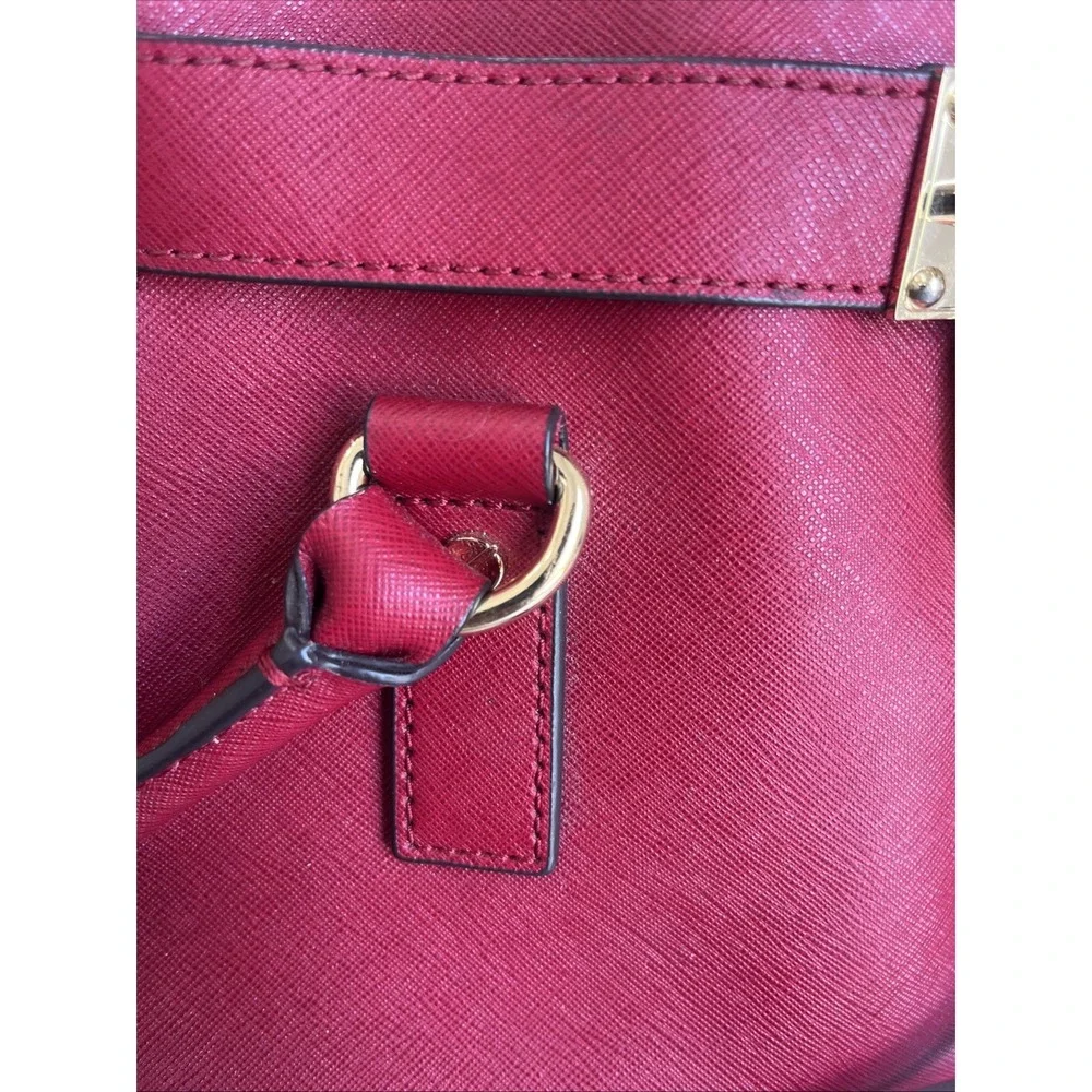 MICHAEL Michael Kors Hamilton Satchel Red Saffiano Leather